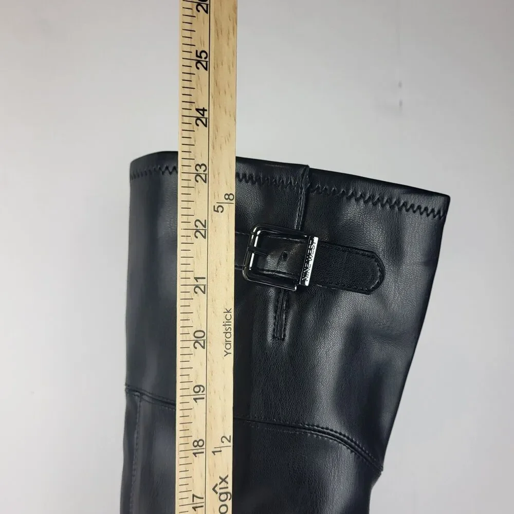 Nine West Over The Knee Buckle Faux Leather Women's Boots Black Size 8